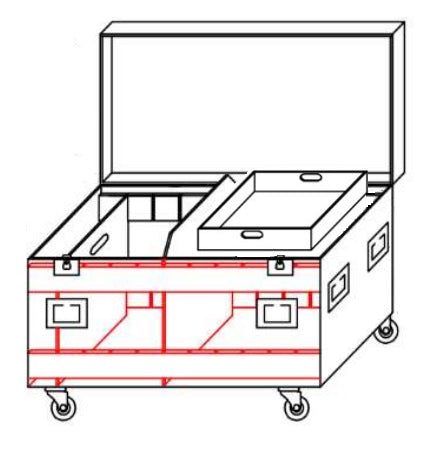 Readymade - 1200-600-600-DT Road Case w/- Dividers & Tray (INTERNAL DIMENSION : 1182 X 522 X 582MM)